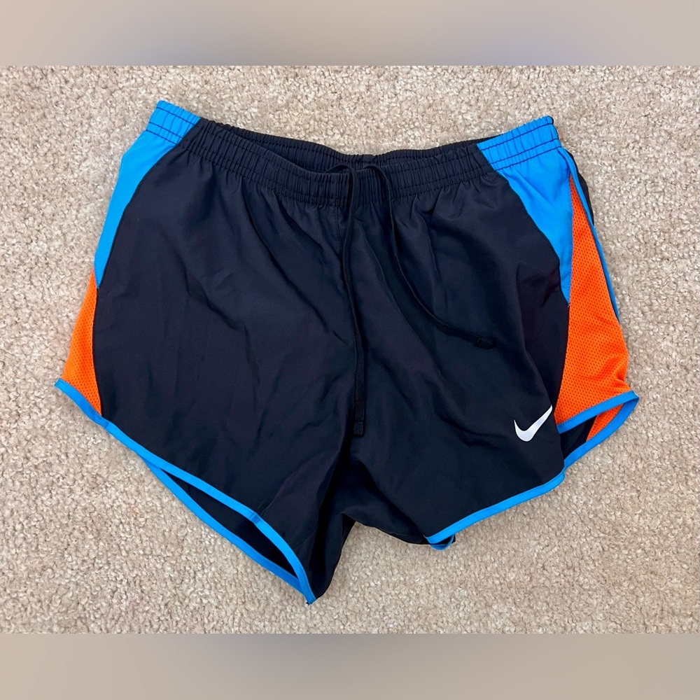 Nike Black Running Shorts with Blue and Orange Accents